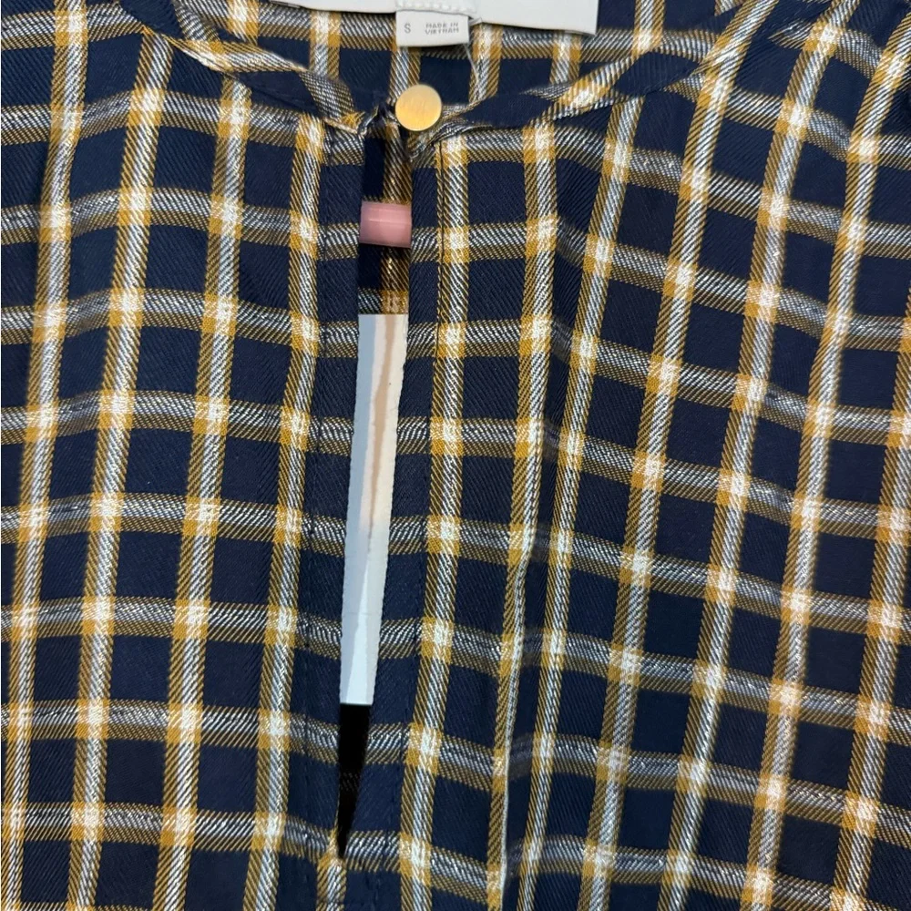 LOFT Navy and Beige Checkered Dress - Picture 4 of 8